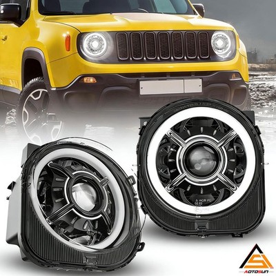 For Jeep Renegade 2015 2016 2017 2018 FULL LED Projector Headlamps DRL LH+RH