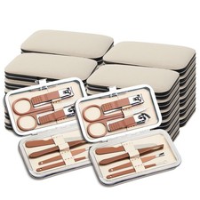 Manicure Kit Bulk, Nail Clippers Set Stainless Steel 4.4 in, Pink and White