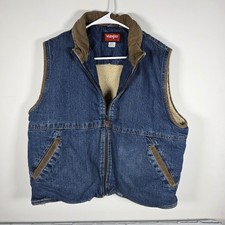 Men's Wrangler Hero Denim Vest Sherpa Lined Men's Sz XL Corduroy Accents