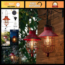 2 Pack Solar Lanterns - Waterproof Outdoor Hanging Metal Lights, Warm White for