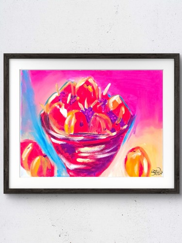 Bold Modern Fruit Bowl 30x40cm Original Canvas Painting Abstract Kitchen