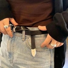 Belt Our Legacy Natural Texture Full-grain Leather Silver Buckle Belt Unisex