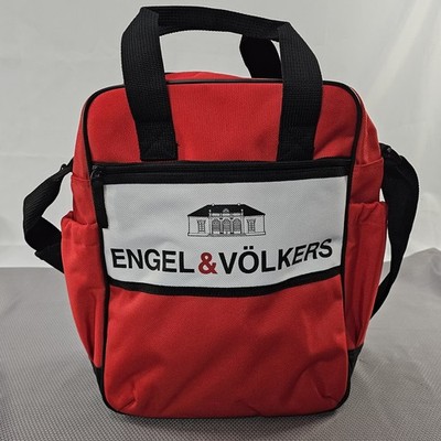 Engel & Volkers Sling Crossbody Multi Pocket Bag Red Shoulder Tote 13×11×6 READ 