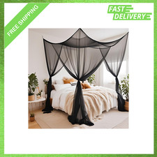 Black Bed Canopy, Mosquito Net for Twin Full Queen Size Beds, Indoor Outdoor
