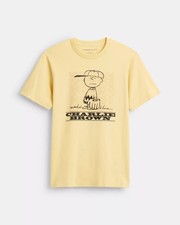 NWT COACH x PEANUTS Men's Charlie Brown Baseball T-Shirt CAF63 Still Sealed