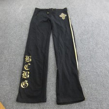 BCBGMAXAZRIA Pants Womens Small Black Gold Track Lounge Rhinestone Embellished