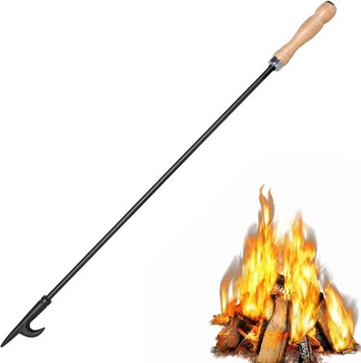 AGM Fire Poker, 32 inch Heavy Duty Campfire Fire Pit Poker Set with Wood