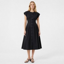 Calvin Klein Black Button-Down Cap Sleeves Dress