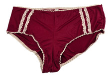 VINTAGE SILKY JUST MY SIZE JMS PANTY BRIEF sz 11 Red Ricrac Trim Lace