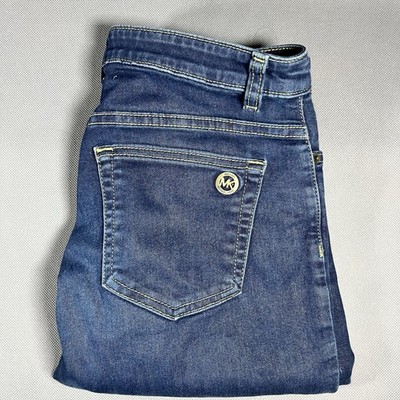Michael Kors Jeans Womens 8 Izzy Skinny Blue Denim Pants MK Luxury Jeans