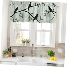 Sage Green Bird Valance Curtains,Rod 54"W x 18"L Pack of 1 Sage Green01