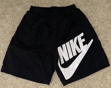 Boys Lined Nike Shorts Black Drawstring Size Medium EUC