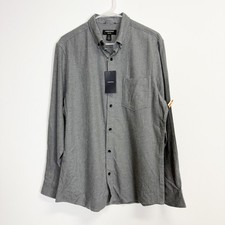 Nordstrom Shirt Mens Medium Gray Button Up Trim Fit Pocket Cotton NWT