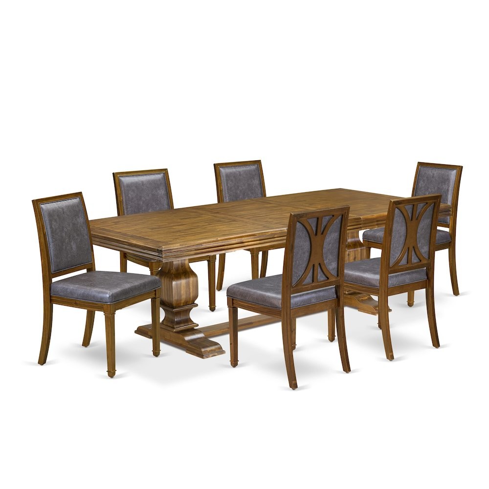 7 piece Modern Dining Table Set consists of a Dining Table and 6 Kitchen Chairs