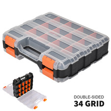 Organiser 34 Compartment Parts Storage Sided Screws Nails Carry Case Tool Box UK