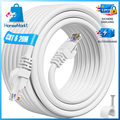 LAN Kabel 20m Cat 6 Hochgeschwindigkeits Ethernet UTP Wasserdicht für Router