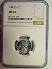 NGC MS 67 1943-S Lincoln Cent