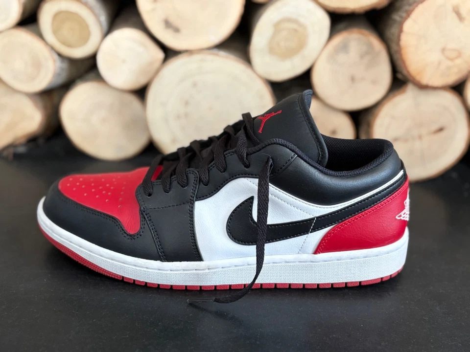 Jordan 1 Low White - Black - Varsity Red (UK Size 11) with crease protectors - Image 1 of 4