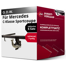 Anhängerkupplung abnehmbar + E-Satz 7pol universell für C-Klasse Sportcoupe 01-