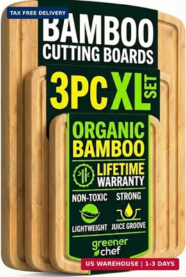 Greener Chef Luxury Wood Cutting Board 3-Piece Set with Vertical Grain Strength
