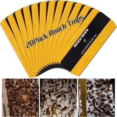 20 Pack Roach Traps, Cockroach Traps Indoor Home, Glue Brown-cockroach-20p