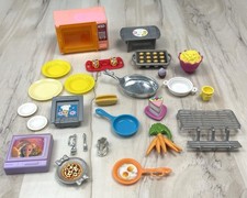 26pc Lot VTG to Modern MATTEL Barbie  Clone Kitchen Accessories Pans Forks Food