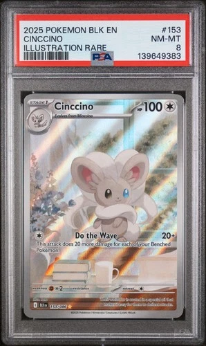 2025 POKEMON BLK EN-BLACK BOLT ILLUSTRATION RARE #153 CINCCINO PSA 8