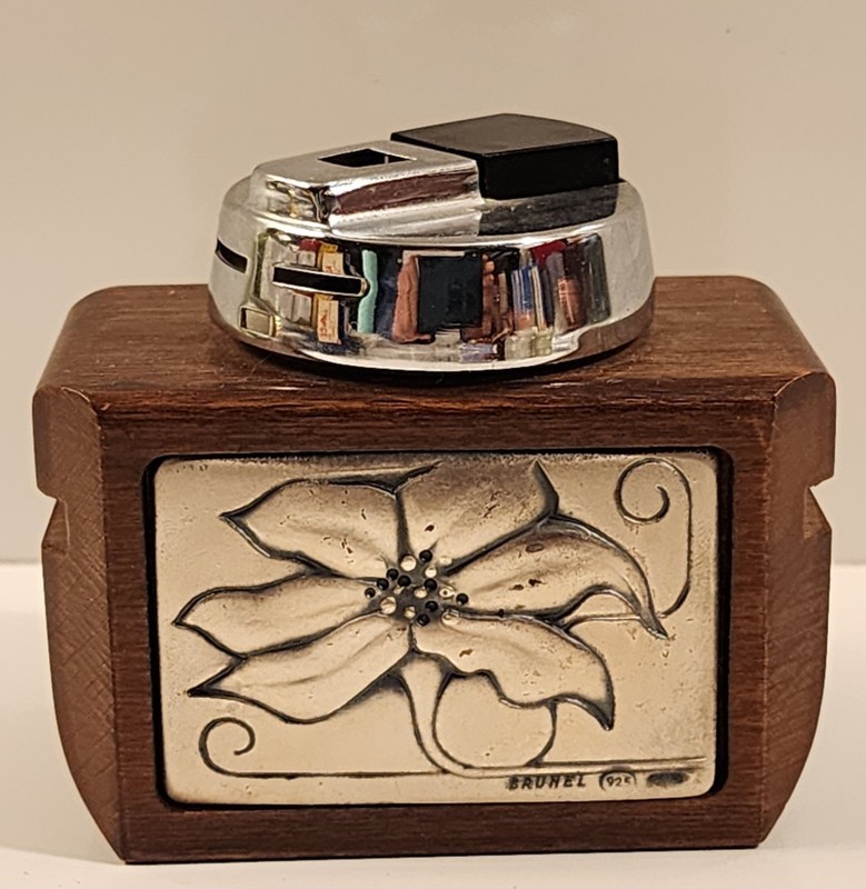 RARE Brunel Vintage Wood And Sterling Lighter, 925 LIGHTER, SIGNED, COLLECTIBLE 