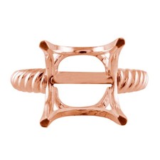 Semi Mount 12MM Cushion Solitaire Twisted Wedding Ring 925 Sterling Silver