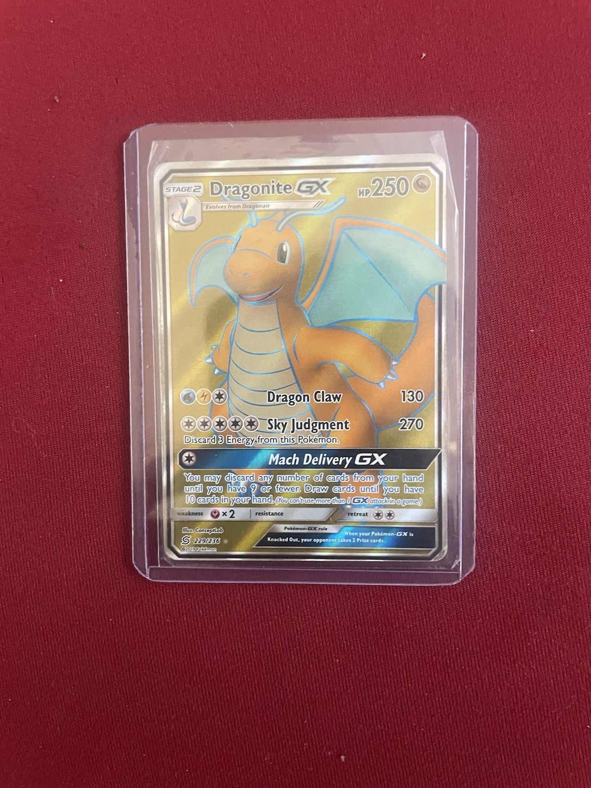 Pokémon Dragonite GX Full Art Ultra Rare Card 229/236 Unified Minds