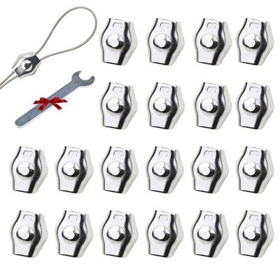 20Pcs M3 Stainless Steel Single Wire Rope Clips, Simplex Bolt Cable Clamp for...