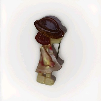Lea Stein Paris Brosche Mädchen Figur Vintage Designer Schmuck France Pin