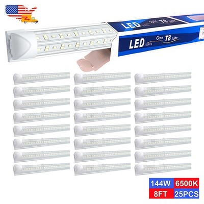 25 Pack 96'' Garage Ceiling Led Light Fixtures 144W T8 Integrated 8Ft Led Bulbs
