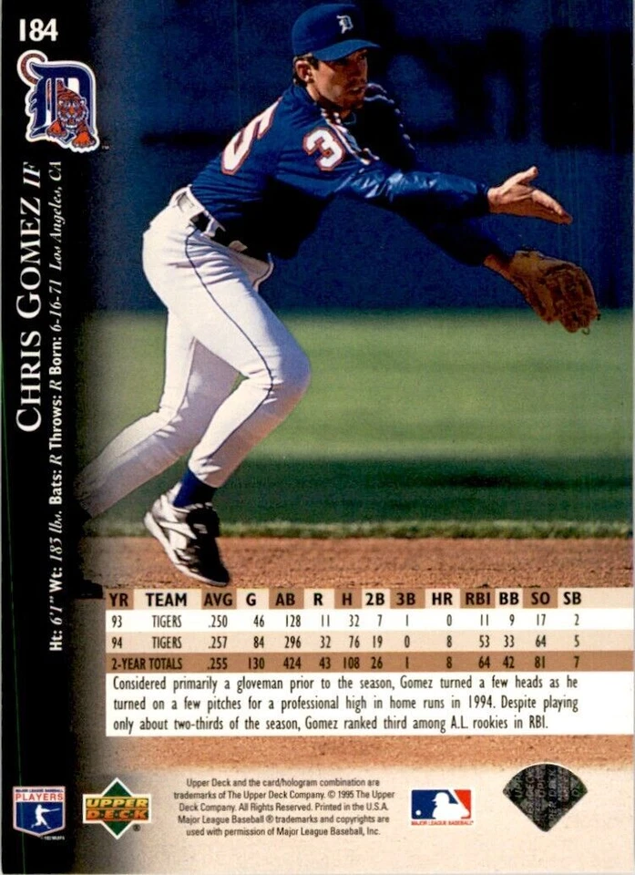 1995 Upper Deck Chris Gomez Baseball Cards #184 - Image 2 of 2