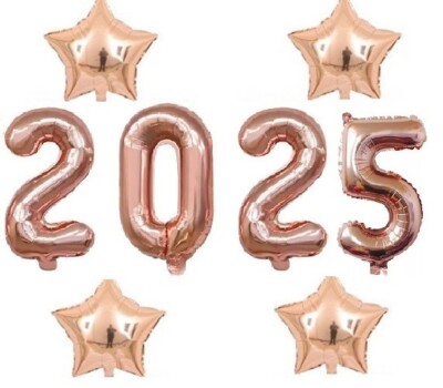 40 Inch Rose Gold 2025 Number Foil Balloon Prom Grad Graduation Party Decor Star