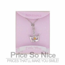 Little Miss November Crown Birthstone Necklace