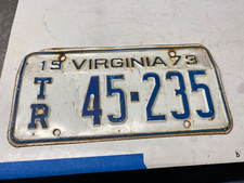 Vintage 1973 Virginia  License Plate