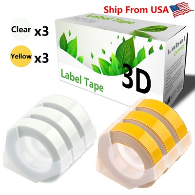 (3Clear+3Yellow) LabelTape Fit For Dymo 1595GY Dymo 15447 Label Makers