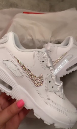 Kristall Nike Air Max 90er in Weiß mit maßgeschneiderten Swarovski Kristall Zecken ♡ - Bild 6 von 6