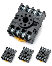 8 Pins Relay Socket, 4 Pack 600 V 10 Amp Octal Socket with Pressure Clamp Screw