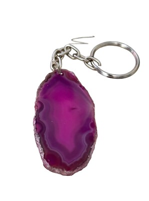 Key Ring/Fob -Agate Slice- pink purple- oval shape- genuine stone | eBay