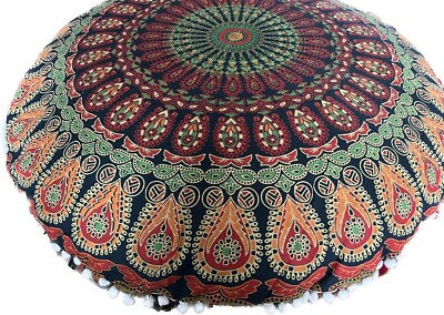 Mandala Druck groß 32'' runder Boden Kissenbezug Meditation Oversize Kissenbezug