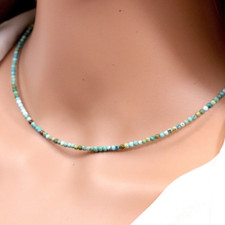 AA Grade Turquoise 2mm Beaded Choker Healing Dainty Women Crystal Necklace Gift