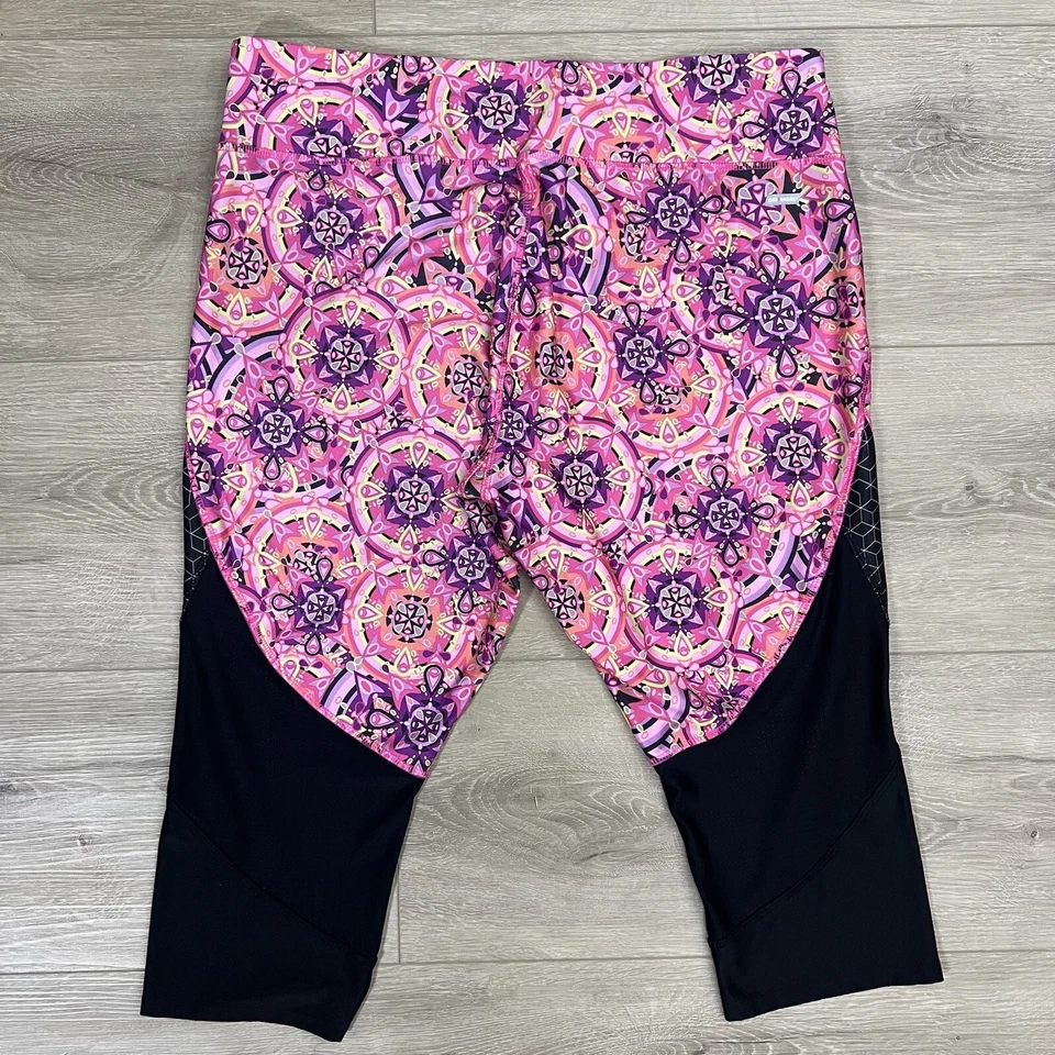 Danskin Leggings XL (16-18) Pink Black Active Stretch Pull On - Image 2 of 4