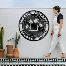 Custom Poolside Paradise Sign, Backyard Oasis Sign, Outdoor Pool Decor, Summer