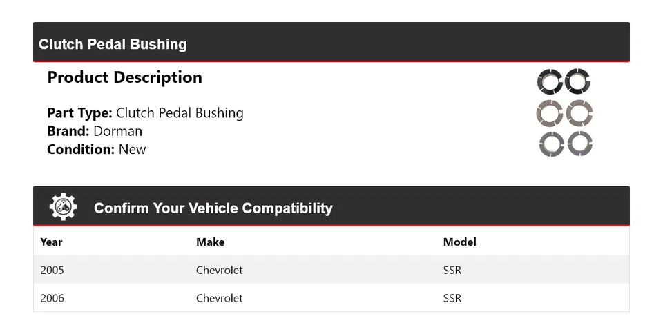 For 2005-2006 Chevrolet SSR Dorman Clutch Pedal Bushing - Image 2 of 4