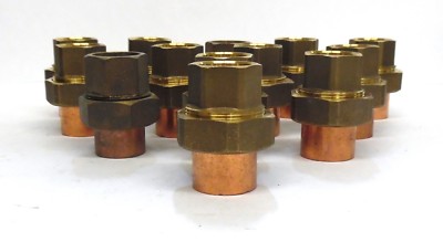 LOT OF 13, CAST COPPER 1'' UNION, OVERALL SIZE: 2 1/4'' X 2 1/4'' X 2 1/2''