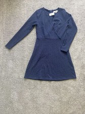 NWT Ann Taylor Loft Petites Forever Navy Geo Jacquard Knit Faux Wrap Dress 2P