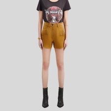 Women's High-Waisted Fringe Leather Shorts -Genuine Suede Western Style Festival