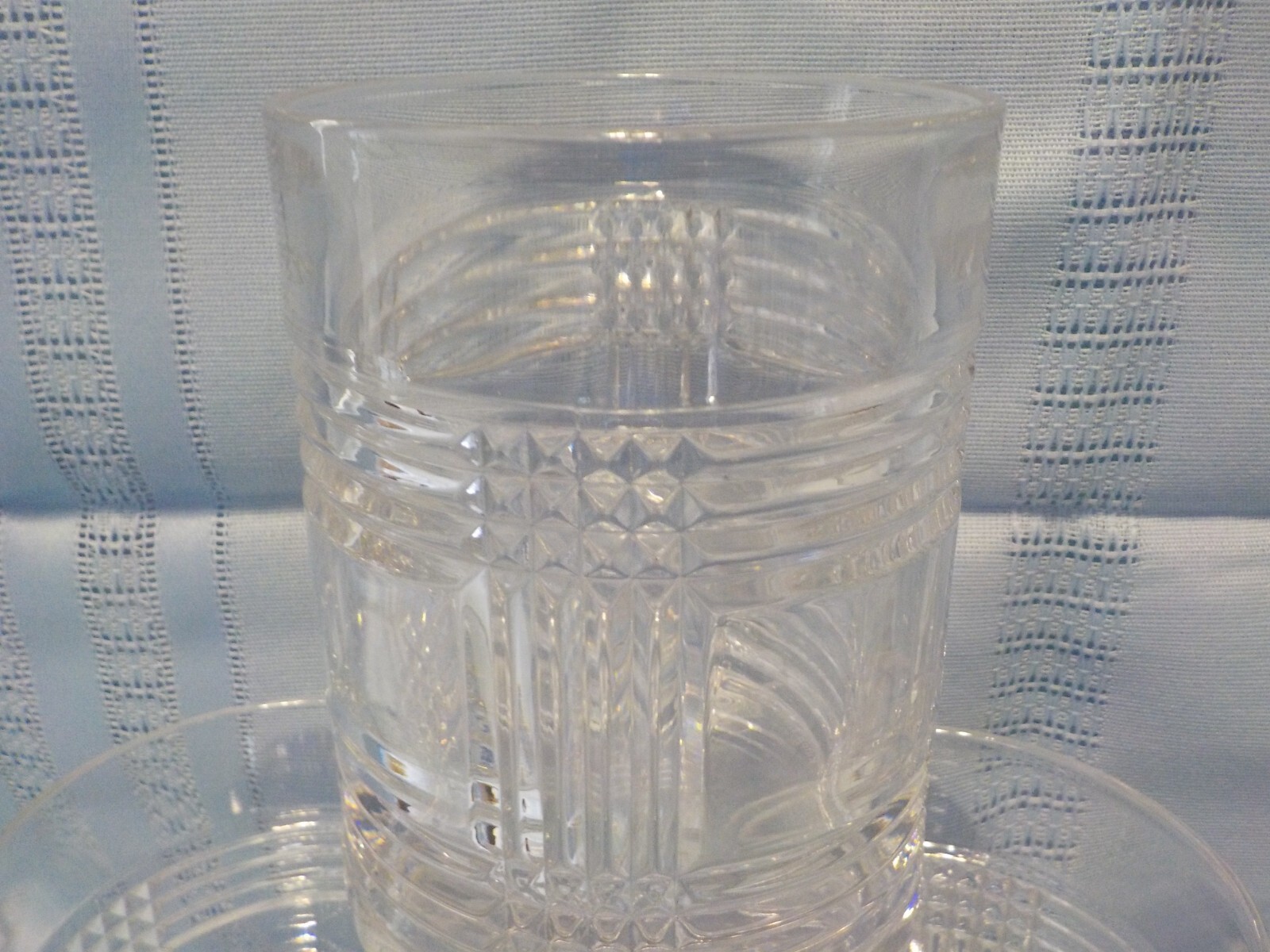 Set of 4 Ralph Lauren Glen Plaid Old Fashioned Glasses, Etched, 4" tall
